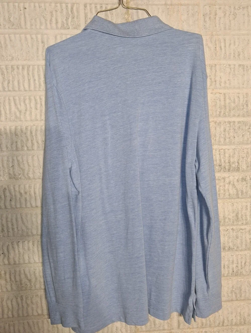 Polo by Ralph Lauren Men’s Long-Sleeve Polo — Heather Light Blue In A Size Large